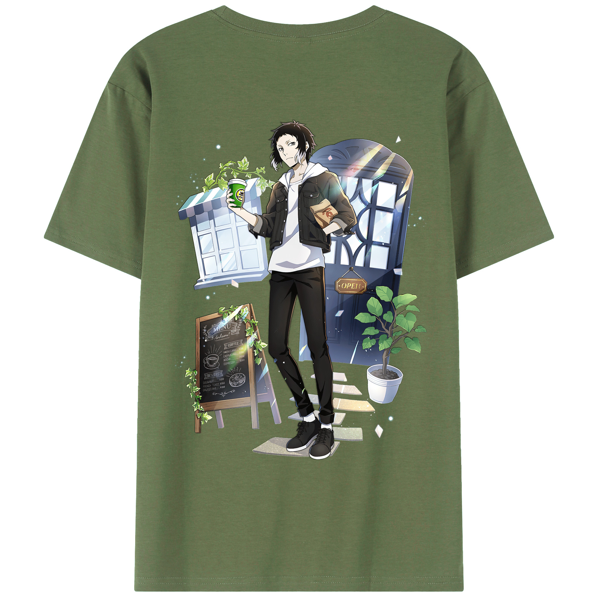 （画像用） 文豪ストレイドッグス Bungo Stray Dogs 綿100％ メンズ半袖Tシャツ（バックプリント） 通気性